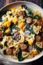 Creamy Roasted Butternut Squash Pasta with Sausage and Spinach