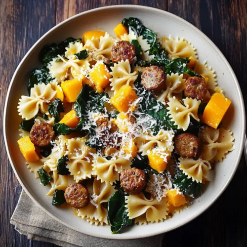 Indulge in Creamy Roasted Butternut Squash Pasta with Sausage 3 Creamy Roasted Butternut Squash Pasta with Sausage and Spinach