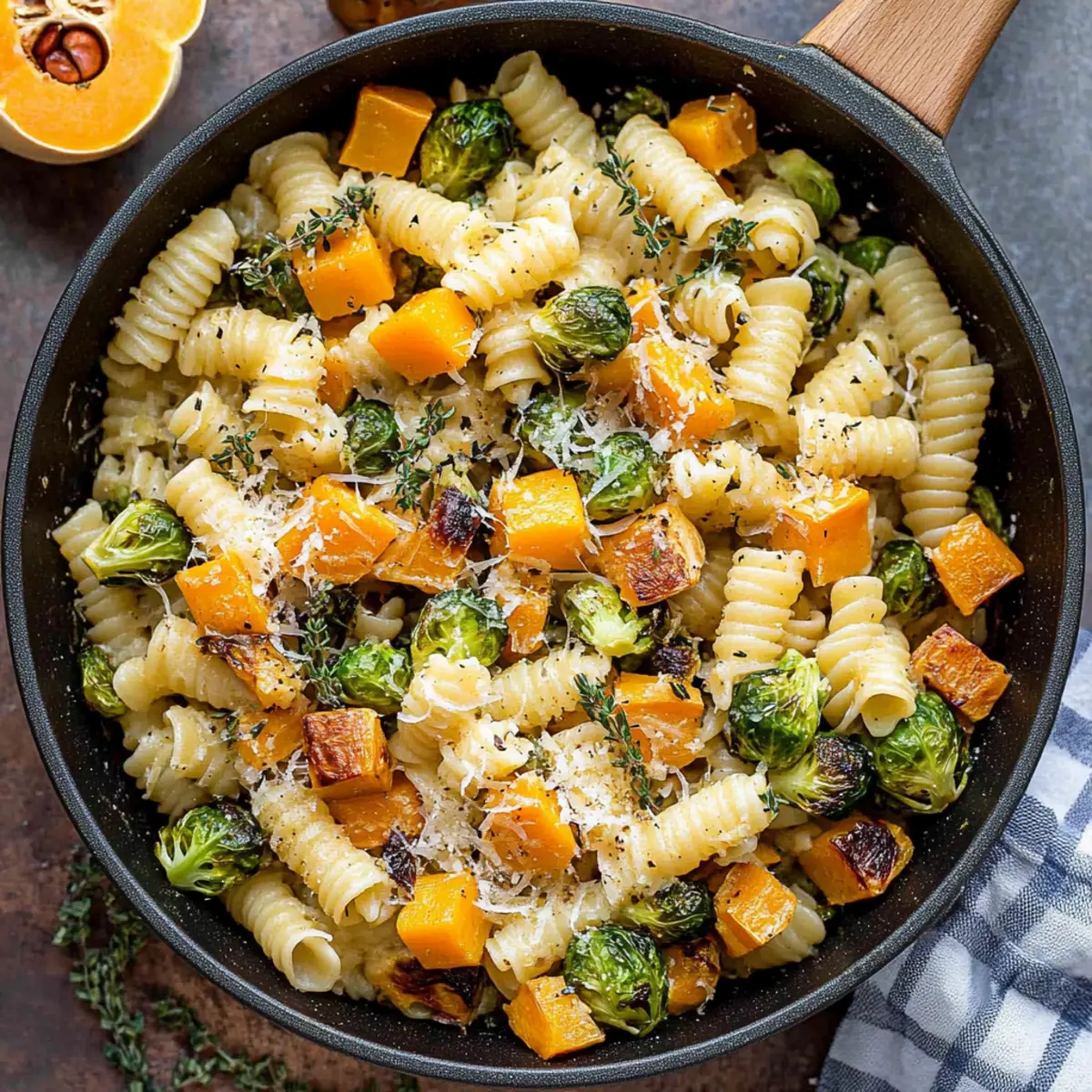 Cozy Comfort: Brussels Sprouts & Butternut Squash Pasta Delight 1